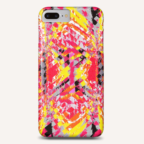 psychedelic geometric abstract pattern in red yellow black Phone Case by Timmy333