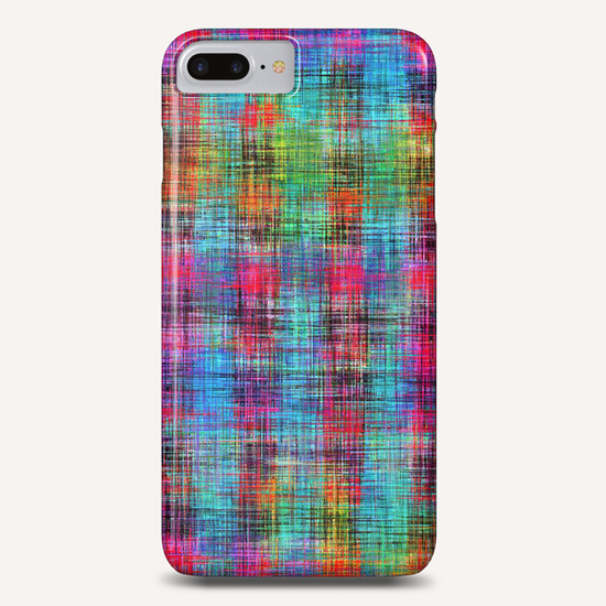 plaid pattern abstract texture in blue pink green yellow Phone Case by Timmy333