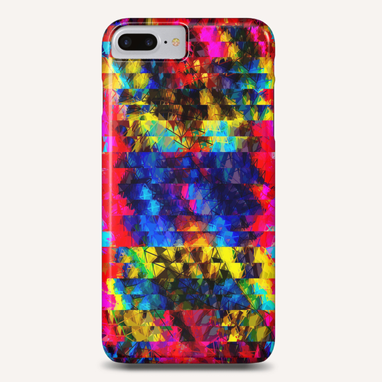 psychedelic geometric painting abstract pattern in red pink blue yellow Phone Case by Timmy333