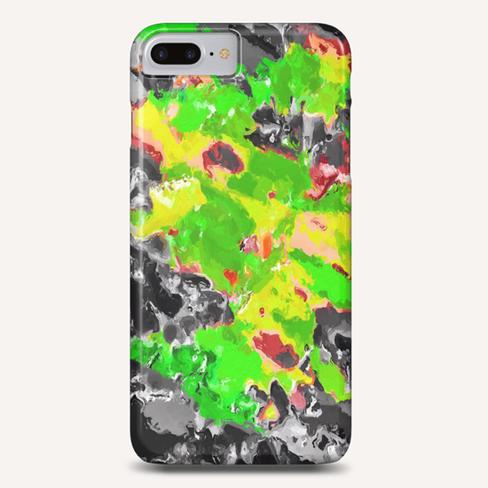 psychedelic splash painting abstract texture in in green yellow black Phone Case by Timmy333