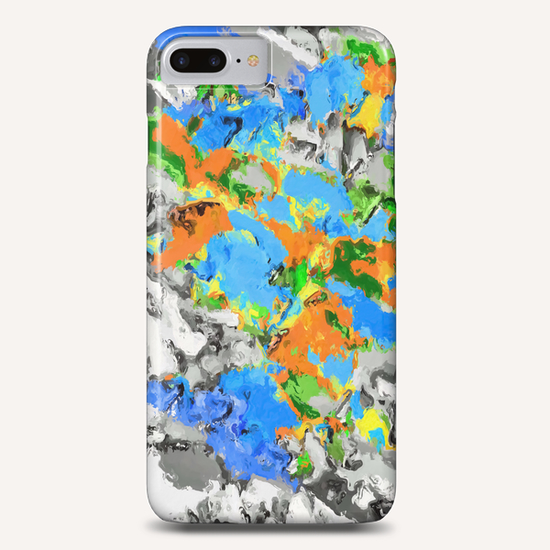 psychedelic splash painting abstract texture in blue green orange yellow black Phone Case by Timmy333