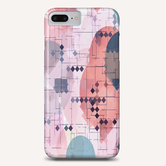 geometric square pixel pattern abstract with circle pattern background in red pink blue Phone Case by Timmy333