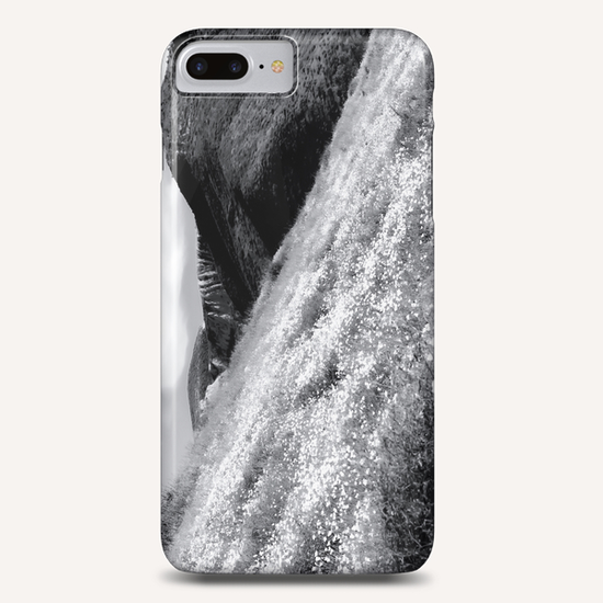 poppy flower field with mountain and cloudy sky background in black and white Phone Case by Timmy333