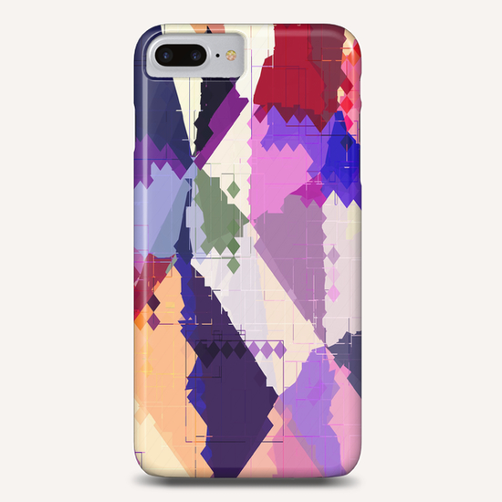 geometric square pixel and triangle pattern abstract in pink purple blue Phone Case by Timmy333