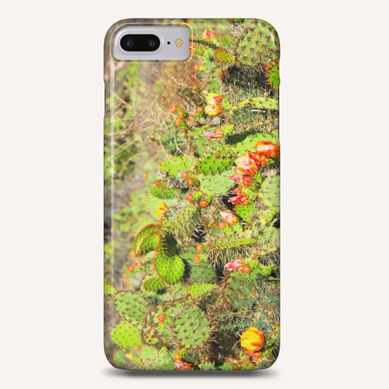 green cactus with red and yellow flower texture background Phone Case by Timmy333