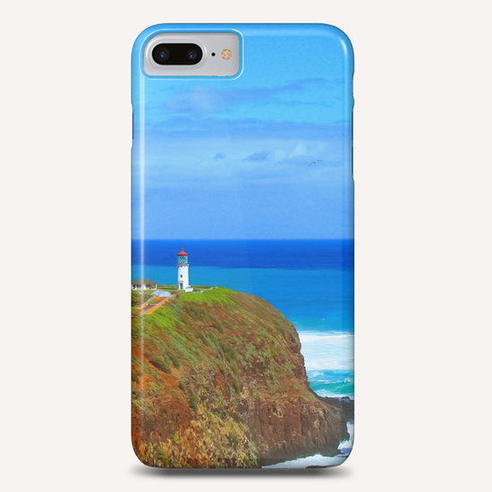 lighthouse on the green mountain with blue ocean and blue sky view at Kauai, Hawaii, USA Phone Case by Timmy333