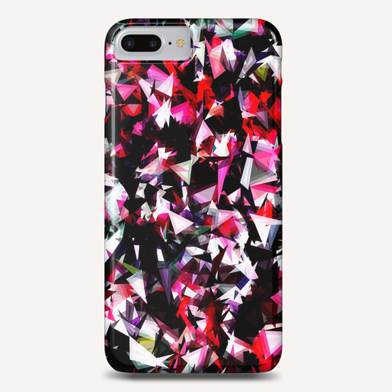 psychedelic geometric triangle polygon abstract pattern in red pink black Phone Case by Timmy333