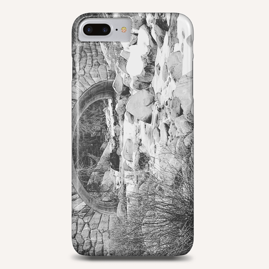 river covered with snow at Sequoia national park, USA in black and white Phone Case by Timmy333