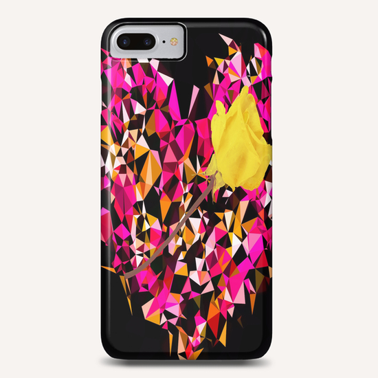 geometric polygon heart shape pattern abstract in pink orange with yellow rose Phone Case by Timmy333