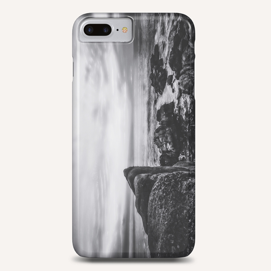 ocean sunset view with beautiful blue cloudy sky in black and white Phone Case by Timmy333