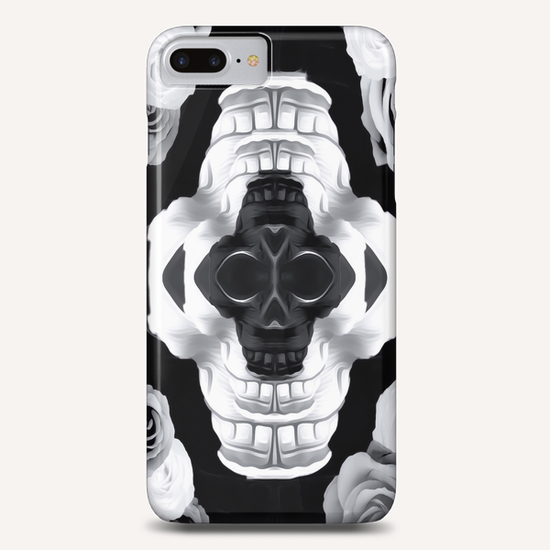 funny skull portrait with roses in black and white Phone Case by Timmy333