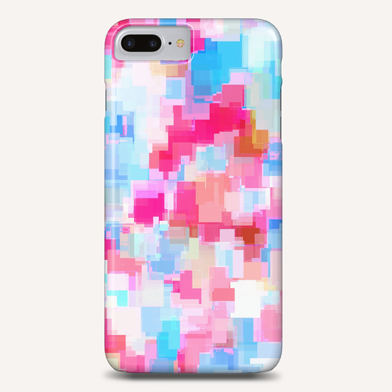 geometric square pattern abstract background in pink and blue Phone Case by Timmy333