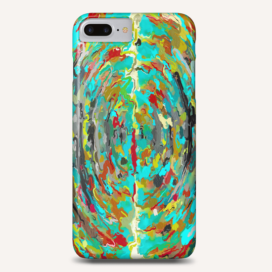 psychedelic circle pattern painting abstract background in green blue yellow brown Phone Case by Timmy333