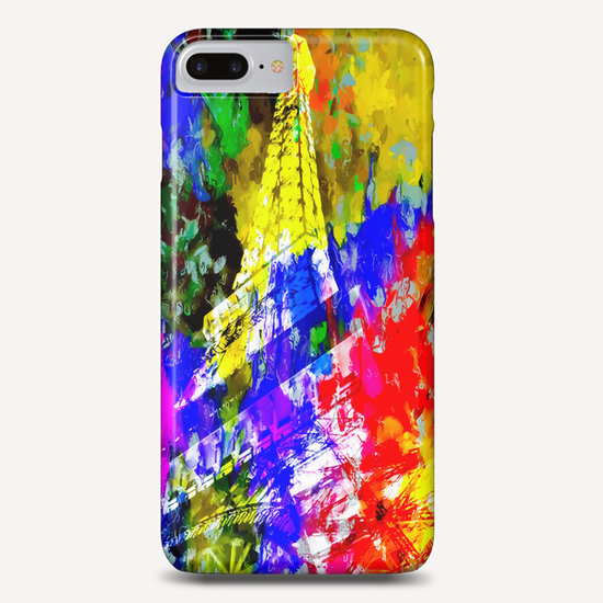 Eiffel Tower, France at night with colorful painting abstract background Phone Case by Timmy333