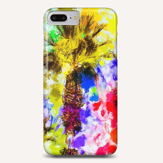 palm tree with colorful painting texture abstract background Phone Case by Timmy333