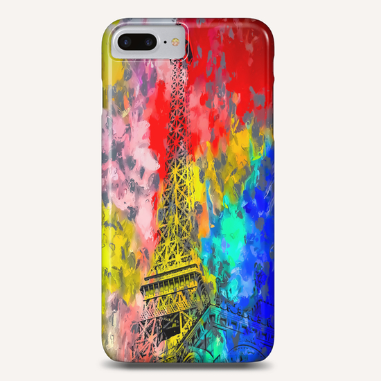 Eiffel Tower at Paris hotel and casino, Las Vegas, USA,with red blue yellow painting abstract background Phone Case by Timmy333