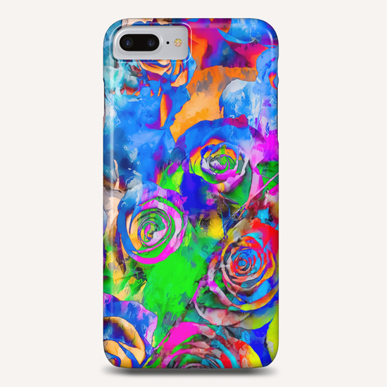 rose texture pattern abstract with splash painting in blue green pink red orange yellow Phone Case by Timmy333