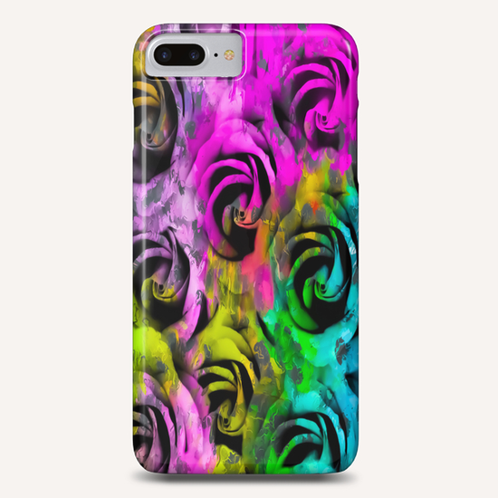 closeup rose texture pattern abstract background in pink yellow blue green Phone Case by Timmy333