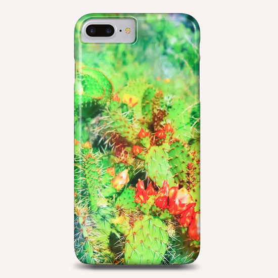 green cactus with yellow and red flower in the desert Phone Case by Timmy333