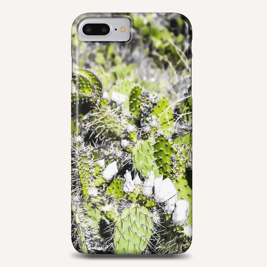 texture of the green cactus with white flower in the desert  Phone Case by Timmy333