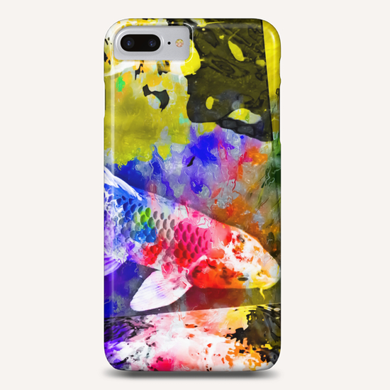 koi fish with painting texture abstract background in red blue yellow pink Phone Case by Timmy333