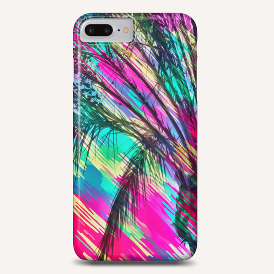 palm tree with colorful abstract background in pink green yellow blue Phone Case by Timmy333