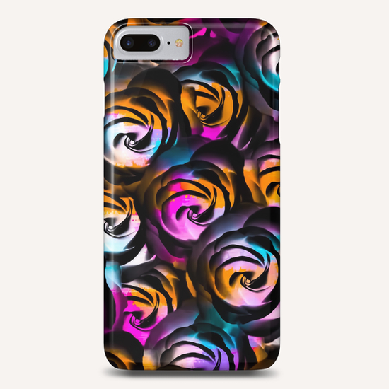 black rose texture abstract with painting abstract in orange pink blue Phone Case by Timmy333