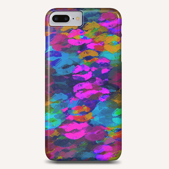 sexy kiss lipstick abstract pattern in pink blue orange red Phone Case by Timmy333