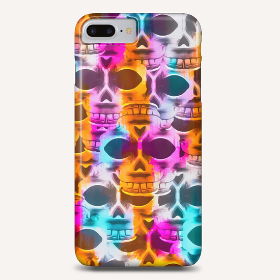 skull art portrait with colorful painting abstract in pink orange blue Phone Case by Timmy333