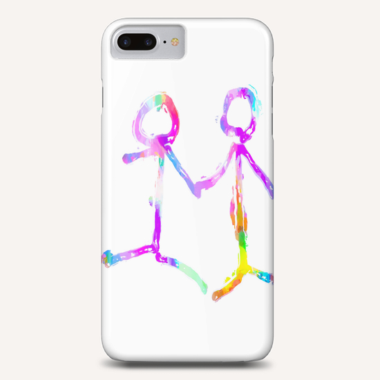 happy couple holding hands in pink purple yellow blue green Phone Case by Timmy333