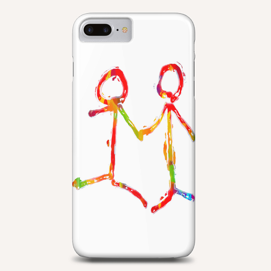 happy couple holding hands in red yellow blue green Phone Case by Timmy333