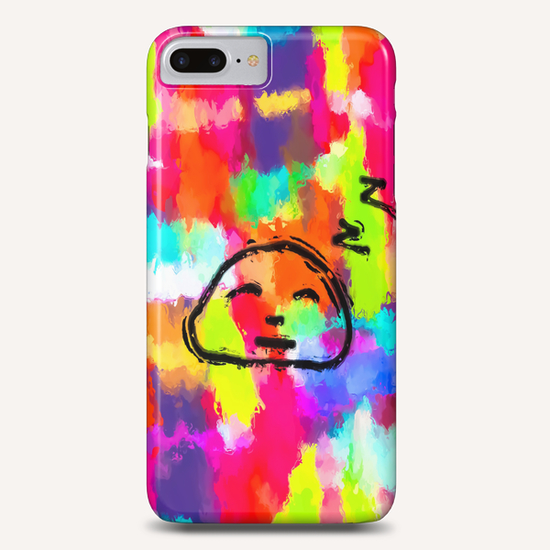 sleeping cartoon face with painting abstract background in red pink yellow blue orange Phone Case by Timmy333