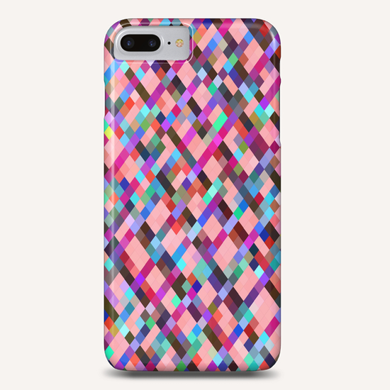 geometric pixel square pattern abstract background in pink purple blue yellow green Phone Case by Timmy333