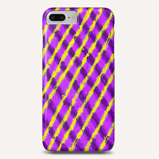 line pattern painting abstract background in purple and yellow Phone Case by Timmy333