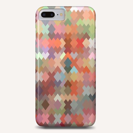 geometric square pixel pattern abstract in orange brown green Phone Case by Timmy333