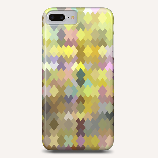 geometric square pixel pattern abstract in yellow and pink Phone Case by Timmy333