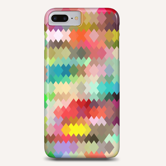 geometric square pixel pattern abstract in red blue green yellow Phone Case by Timmy333