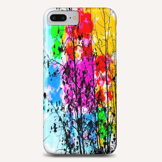 tree branch with splash painting texture abstract background in pink blue red yellow green Phone Case by Timmy333