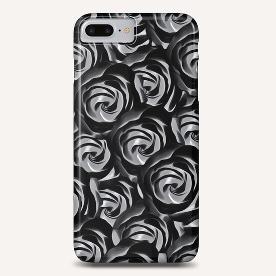 blooming rose pattern texture abstract background in black and white Phone Case by Timmy333