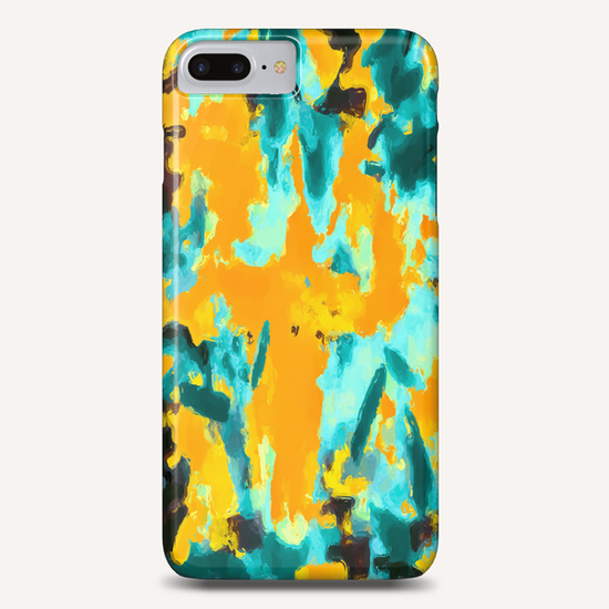 splash painting texture abstract background in green and orange Phone Case by Timmy333