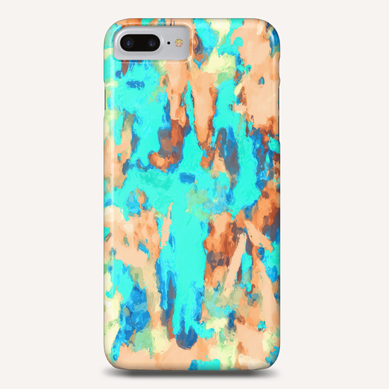 splash painting texture abstract background in blue and orange Phone Case by Timmy333