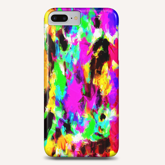 psychedelic geometric pattern painting abstract background in pink red blue green yellow orange Phone Case by Timmy333