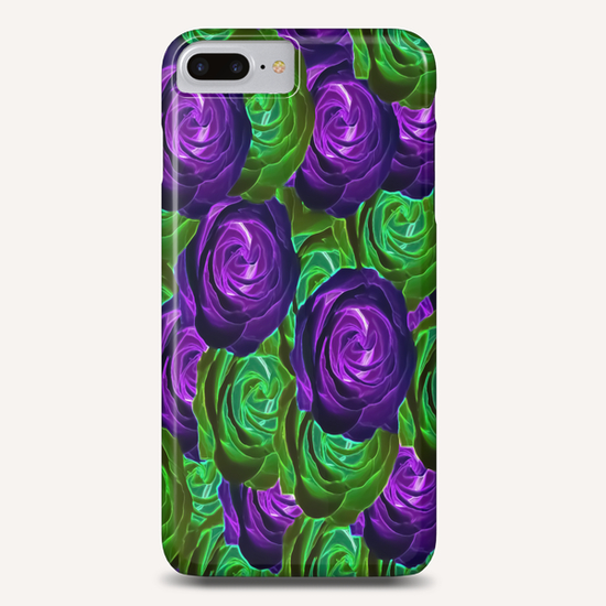 blooming rose texture pattern abstract background in purple and green Phone Case by Timmy333