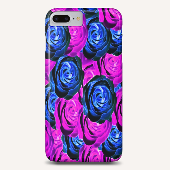 blooming rose texture pattern abstract background in pink and blue Phone Case by Timmy333