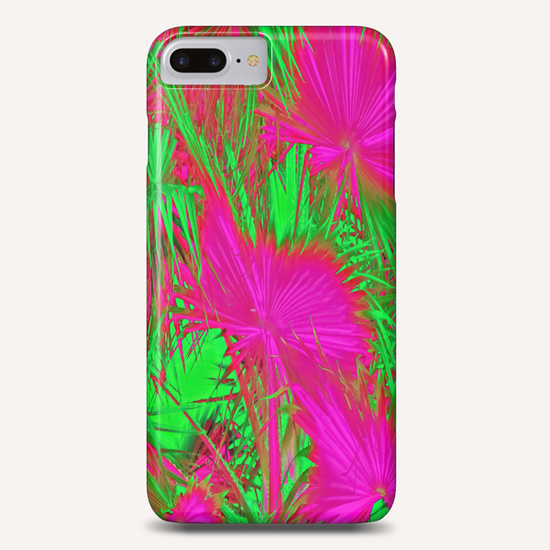 closeup palm leaf texture abstract background in pink and green Phone Case by Timmy333