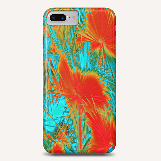 closeup palm leaf texture abstract background in orange blue green Phone Case by Timmy333