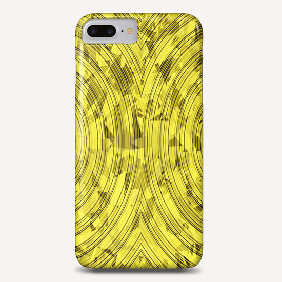 psychedelic geometric circle pattern abstract background in yellow Phone Case by Timmy333