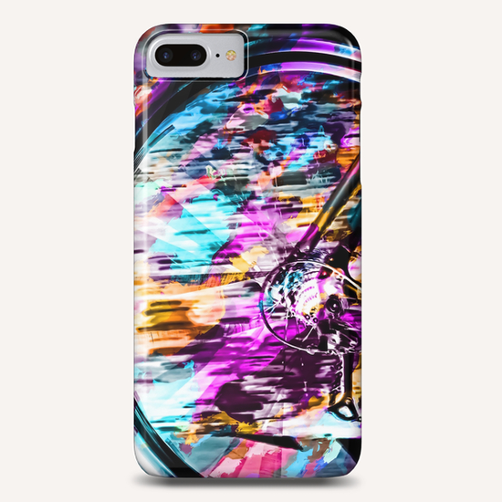 bicycle wheel with colorful abstract background in pink blue orange Phone Case by Timmy333