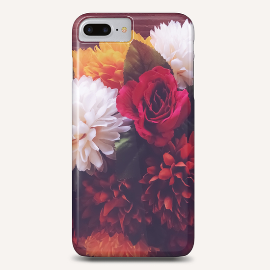 red rose and yellow white and brown flower with wood background Phone Case by Timmy333