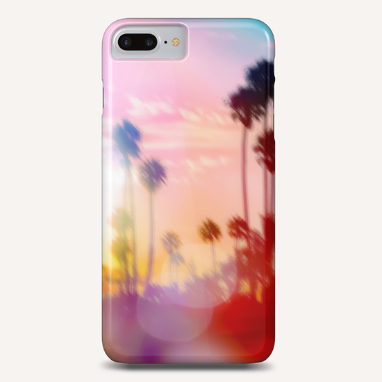 palm tree with sunset sky and light bokeh abstract background Phone Case by Timmy333